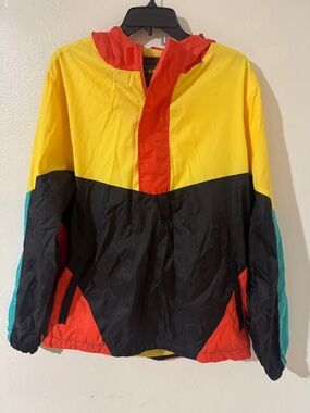 Colorblock Lightweight Hooded Jacket - Yellow/Black/Red